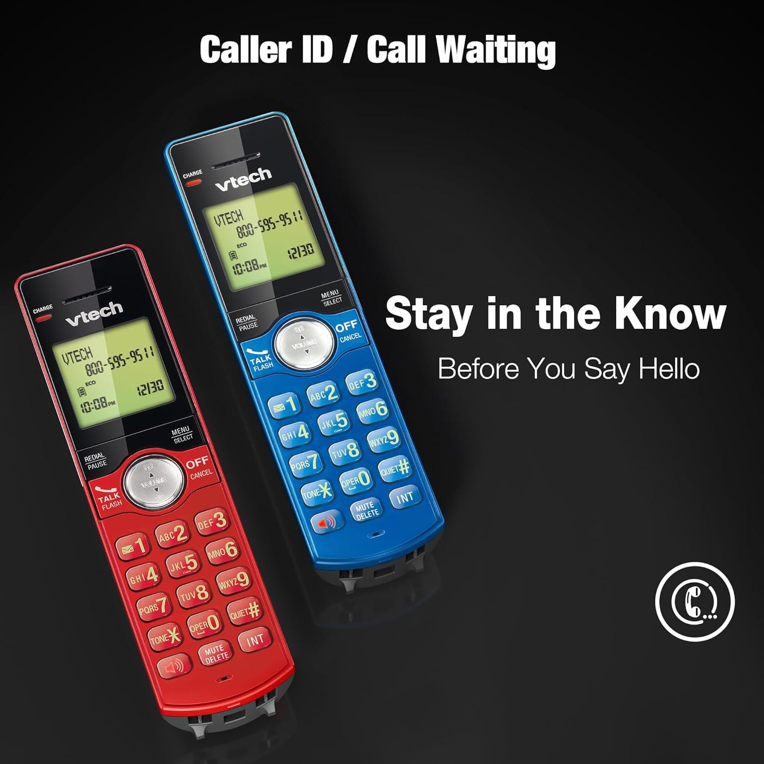 image:imageVTech CS691916 DECT 60 Cordless Phone Red Caller IDCall Waiting Stores 30 Calls Backlit Keypad amp Display Full Duplex Handset Speakerphone Wall MountableRedBlueCaller ID