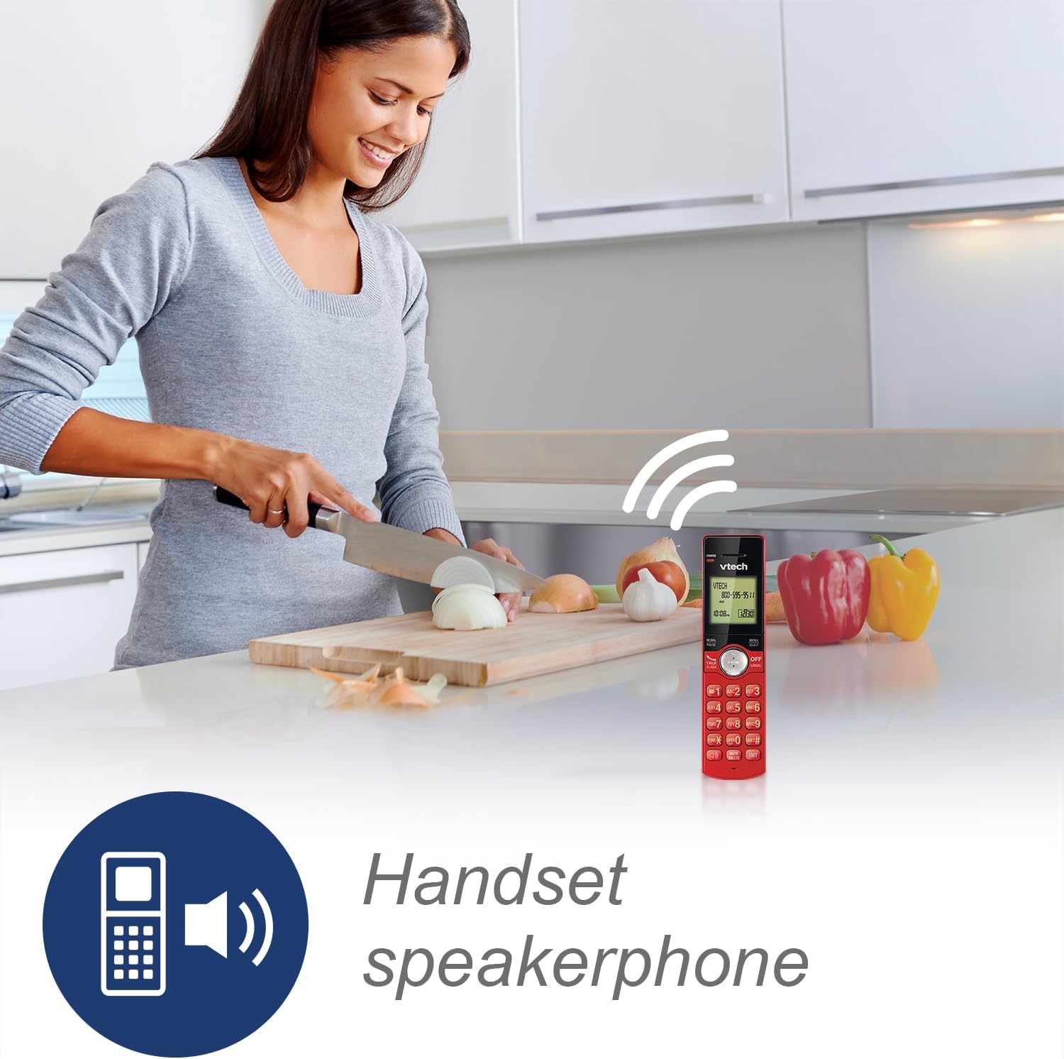 image:imageVTech CS691916 DECT 60 Cordless Phone Red Caller IDCall Waiting Stores 30 Calls Backlit Keypad amp Display Full Duplex Handset Speakerphone Wall MountableRed