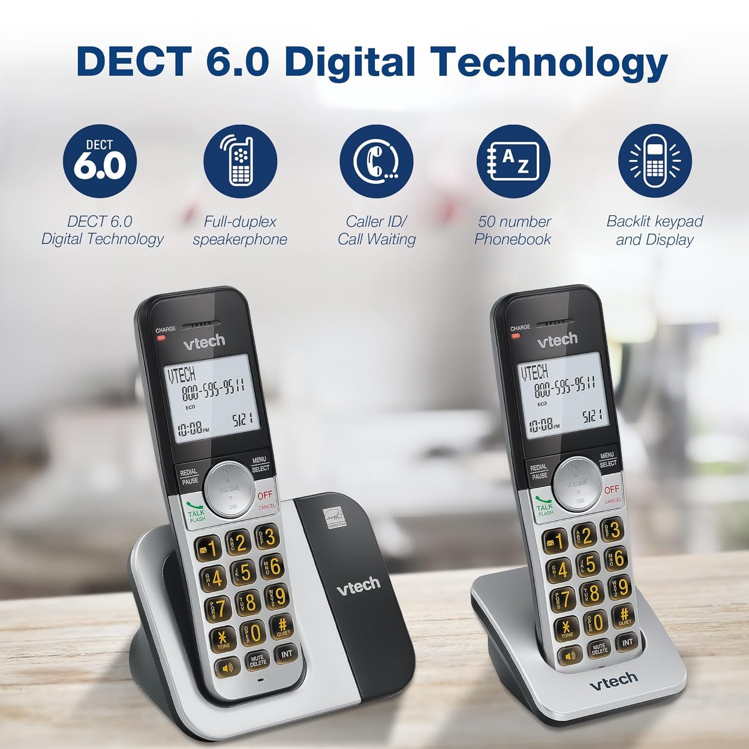 image:imageVTech Cordless Home Phone with Answering Machine FullDuplex Speakerphone Large Backlit Display Big Buttons Caller ID Easy Setup VG232Caller ID