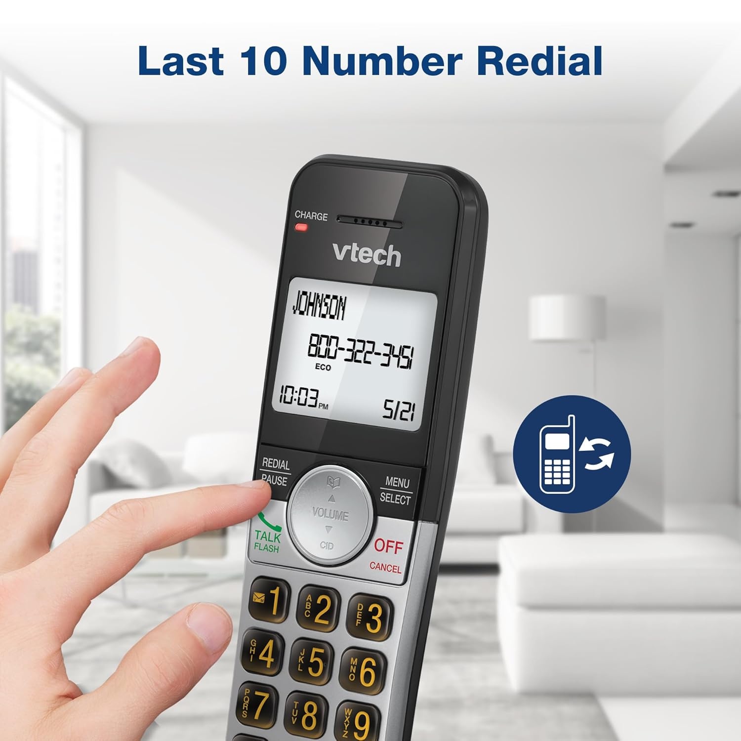 image:imageVTech Cordless Home Phone with Answering Machine FullDuplex Speakerphone Large Backlit Display Big Buttons Caller ID Easy Setup VG232Caller ID