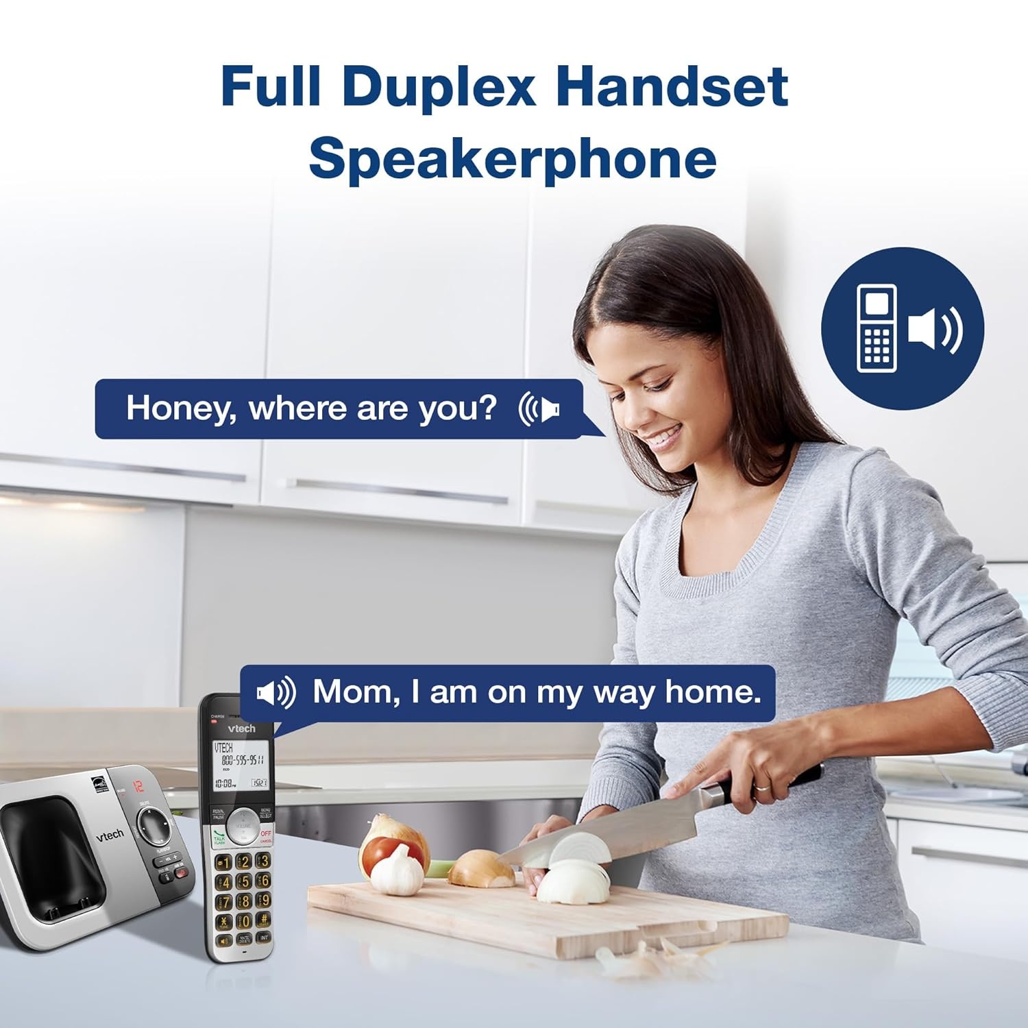 image:imageVTech Cordless Home Phone with Answering Machine FullDuplex Speakerphone Large Backlit Display Big Buttons Caller ID Easy Setup VG232Caller IDAnswering System