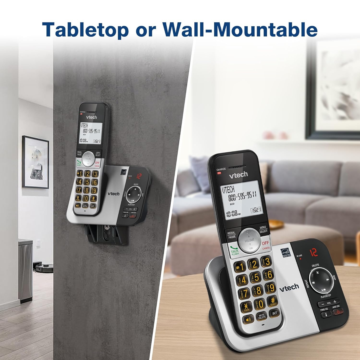 image:imageVTech Cordless Home Phone with Answering Machine FullDuplex Speakerphone Large Backlit Display Big Buttons Caller ID Easy Setup VG232Caller IDAnswering System