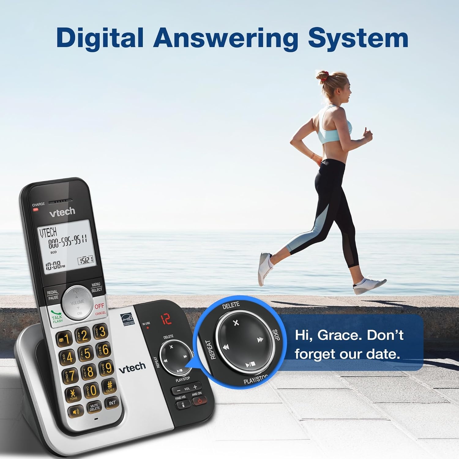 image:imageVTech Cordless Home Phone with Answering Machine FullDuplex Speakerphone Large Backlit Display Big Buttons Caller ID Easy Setup VG232Caller IDAnswering System