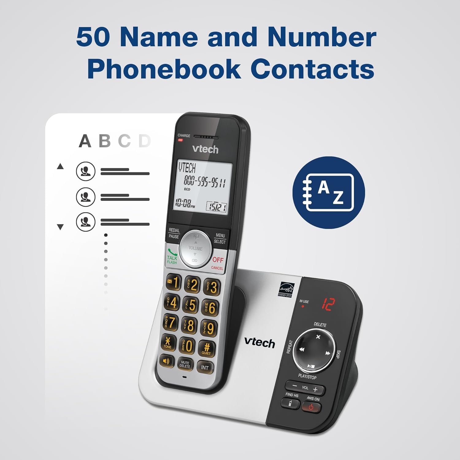 image:imageVTech Cordless Home Phone with Answering Machine FullDuplex Speakerphone Large Backlit Display Big Buttons Caller ID Easy Setup VG232Caller IDAnswering System