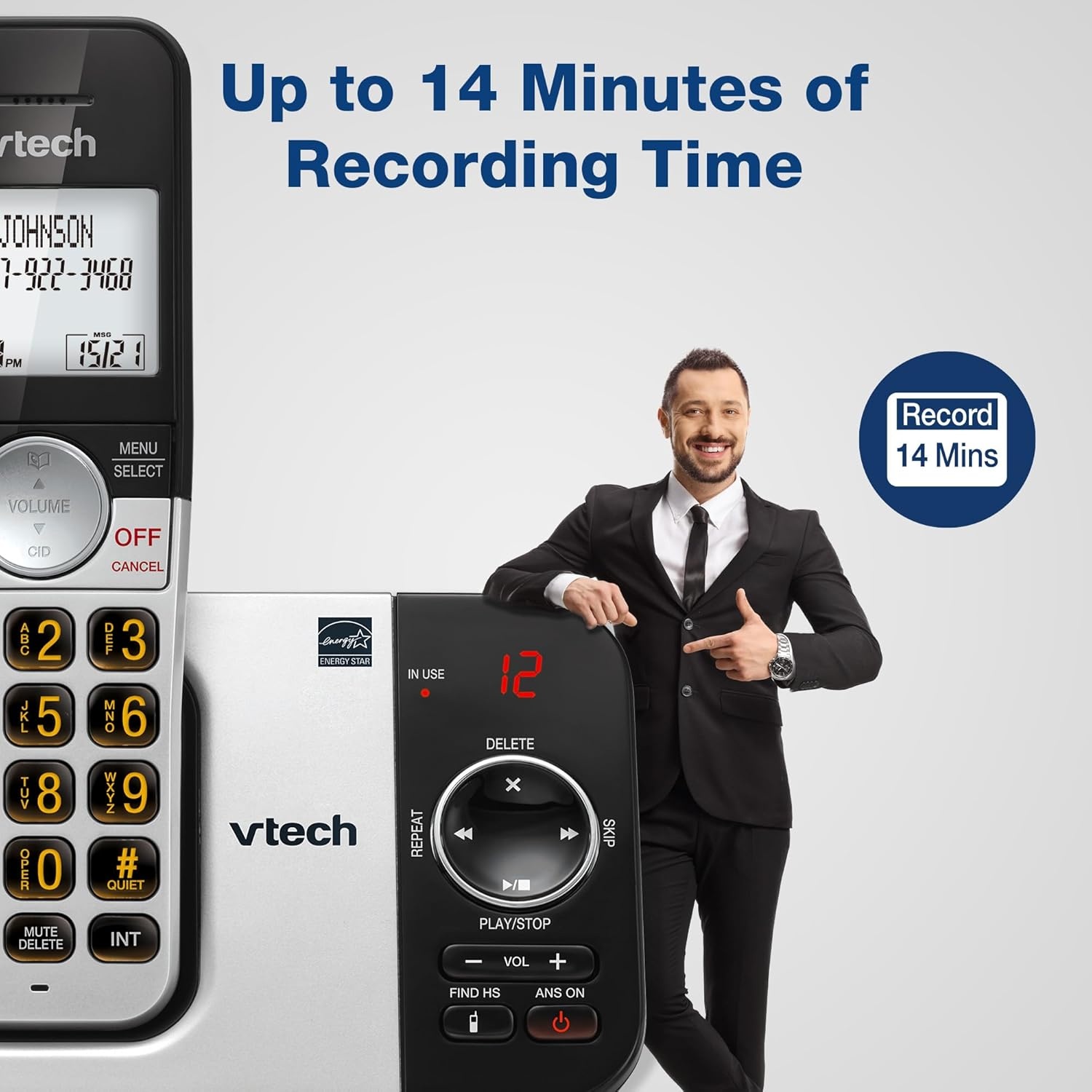 image:imageVTech Cordless Home Phone with Answering Machine FullDuplex Speakerphone Large Backlit Display Big Buttons Caller ID Easy Setup VG232Caller IDAnswering System