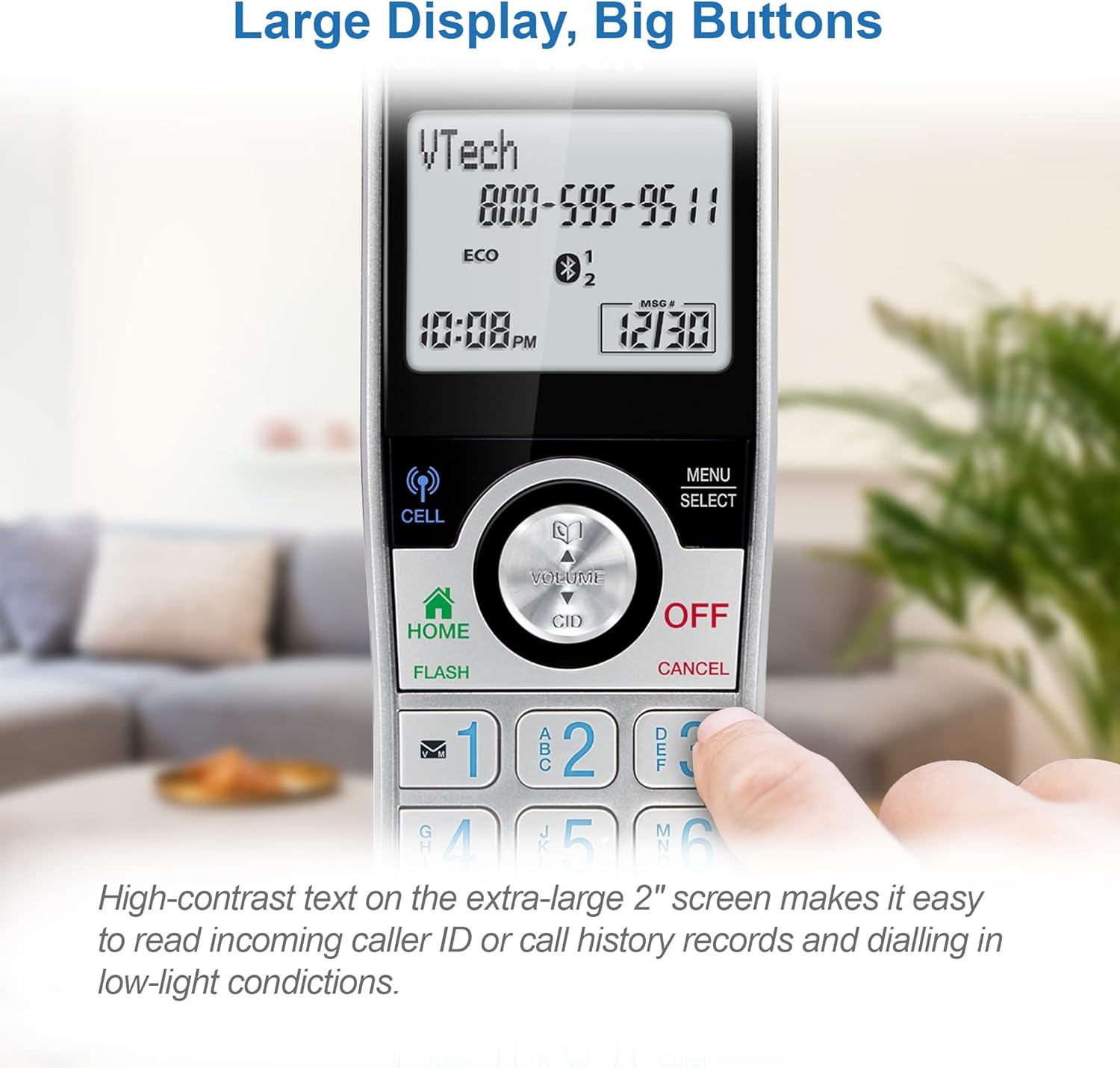 image:imageVTech IS812821 Super Long Range 2Handset DECT 60 Cordless Phone for Home with Answering Machine 2300 ft Range Call Blocking Bluetooth Connect to Cell IntercomSilverBlack