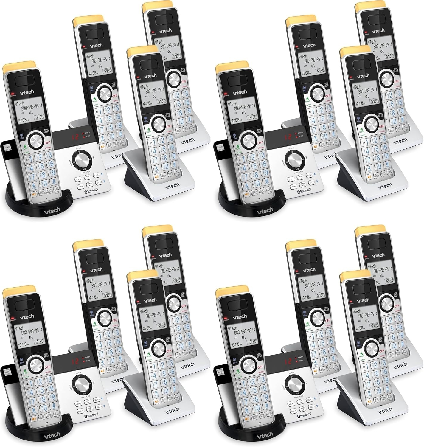 image:imageVTech IS812821 Super Long Range 2Handset DECT 60 Cordless Phone for Home with Answering Machine 2300 ft Range Call Blocking Bluetooth Connect to Cell IntercomSilverBlack