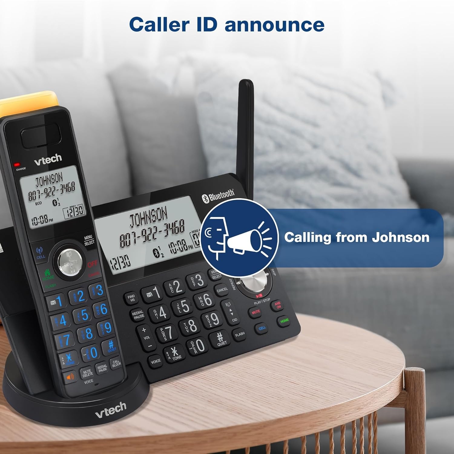 image:imageVTech IS812821 Super Long Range 2Handset DECT 60 Cordless Phone for Home with Answering Machine 2300 ft Range Call Blocking Bluetooth Connect to Cell IntercomGraphite