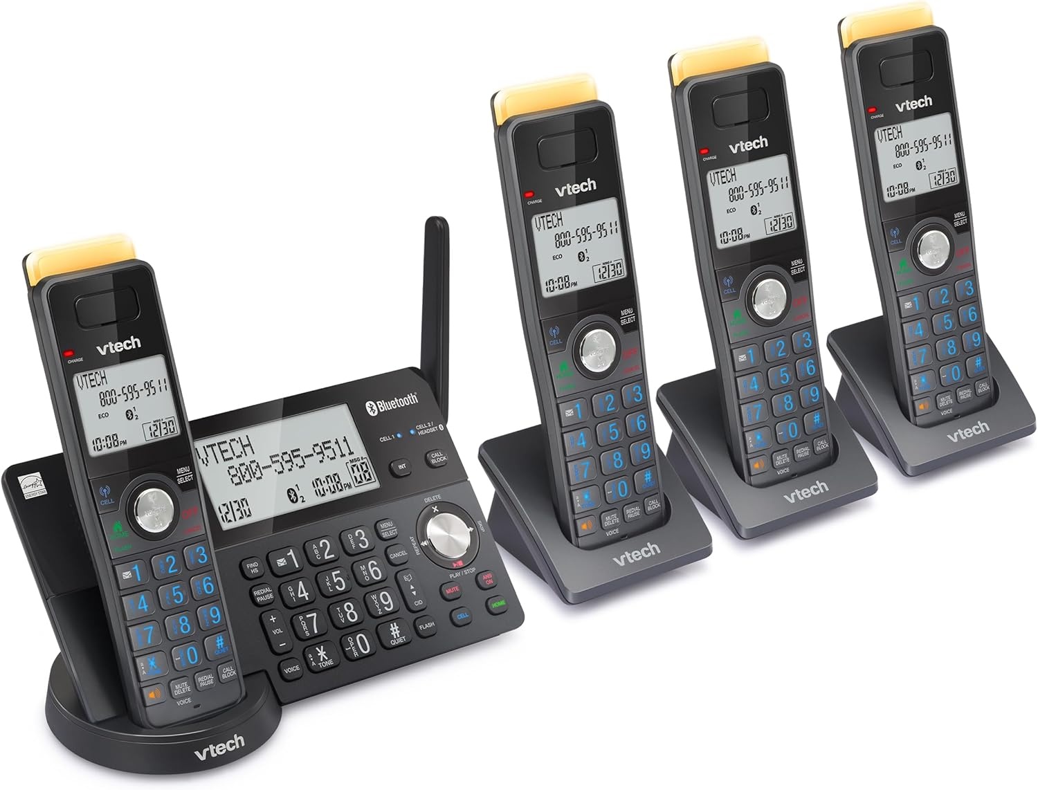 image:imageVTech IS812821 Super Long Range 2Handset DECT 60 Cordless Phone for Home with Answering Machine 2300 ft Range Call Blocking Bluetooth Connect to Cell IntercomGraphite