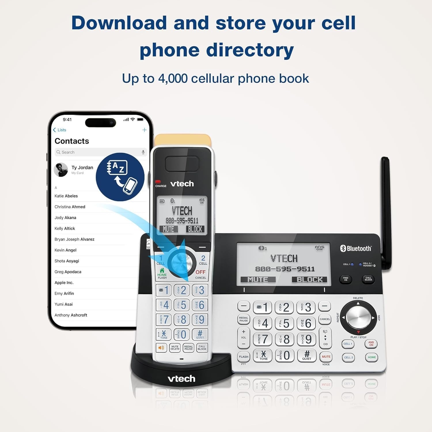 image:imageVTech IS81515 Super Long Range 5 Handset DECT 60 Cordless Phone for Home with Answering Machine 2300 ft Range Call Blocking Bluetooth Headset Jack Power Backup Intercom Expandable to 12 HS3 Handsets