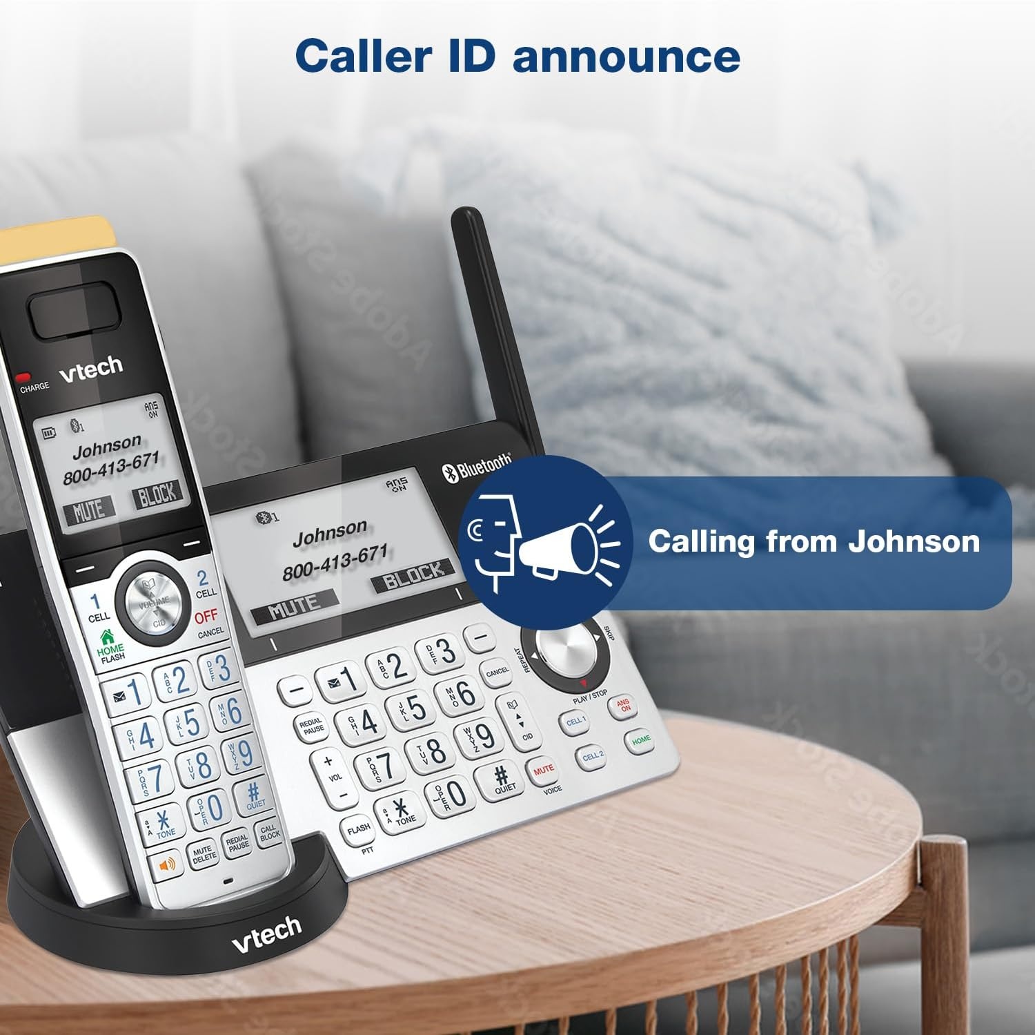 image:imageVTech IS81515 Super Long Range 5 Handset DECT 60 Cordless Phone for Home with Answering Machine 2300 ft Range Call Blocking Bluetooth Headset Jack Power Backup Intercom Expandable to 12 HS4 Handsets