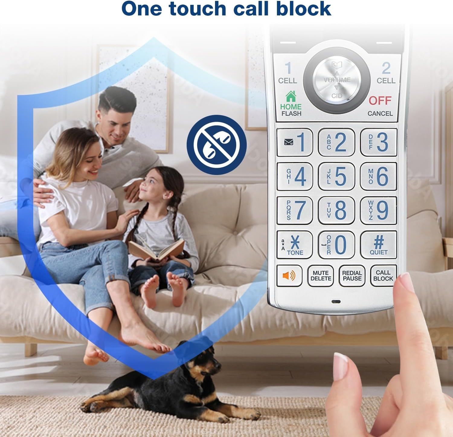 image:imageVTech IS81515 Super Long Range 5 Handset DECT 60 Cordless Phone for Home with Answering Machine 2300 ft Range Call Blocking Bluetooth Headset Jack Power Backup Intercom Expandable to 12 HS4 Handsets