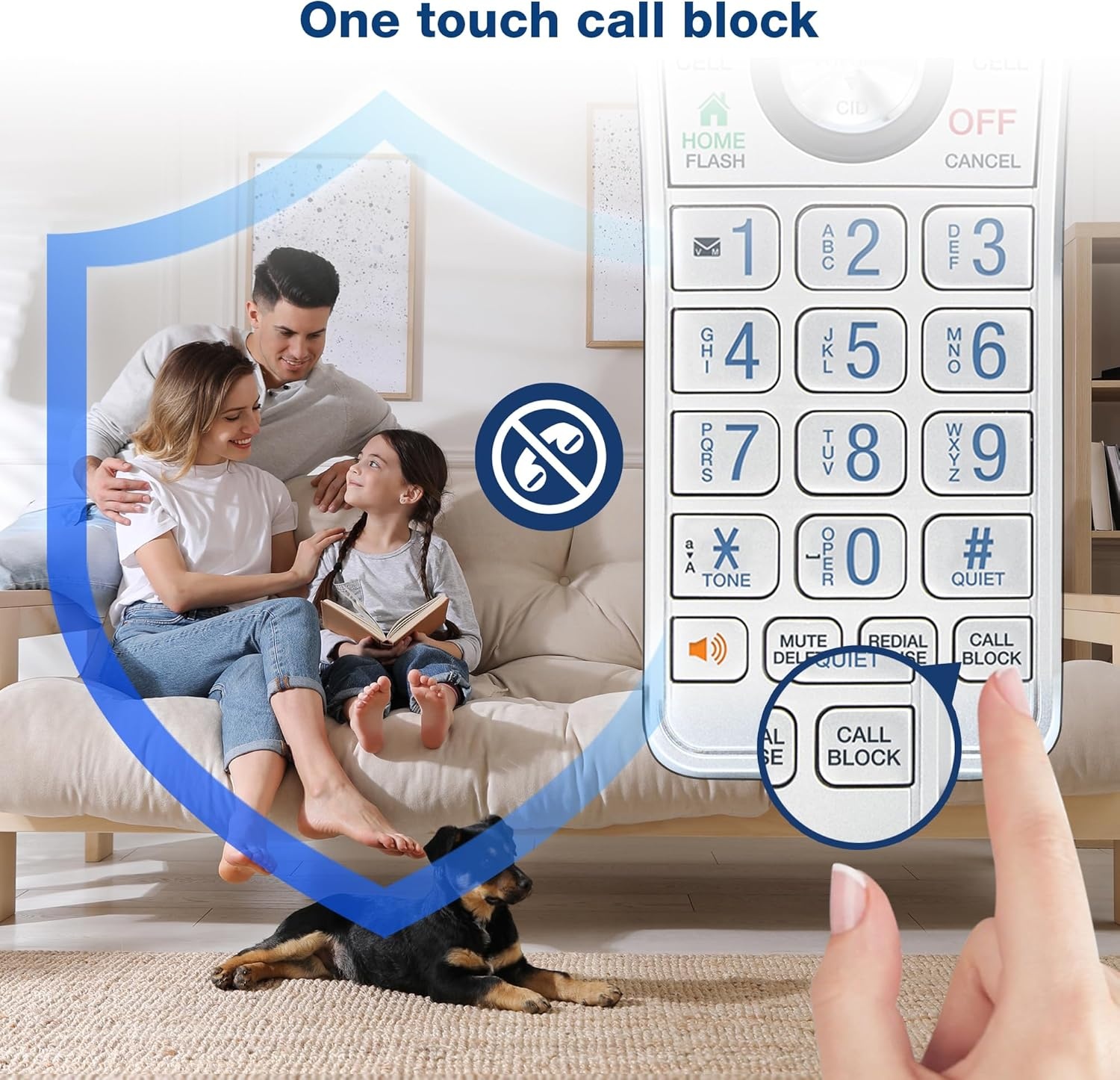 image:imageVTech IS81515 Super Long Range 5 Handset DECT 60 Cordless Phone for Home with Answering Machine 2300 ft Range Call Blocking Bluetooth Headset Jack Power Backup Intercom Expandable to 12 HS1 Handset