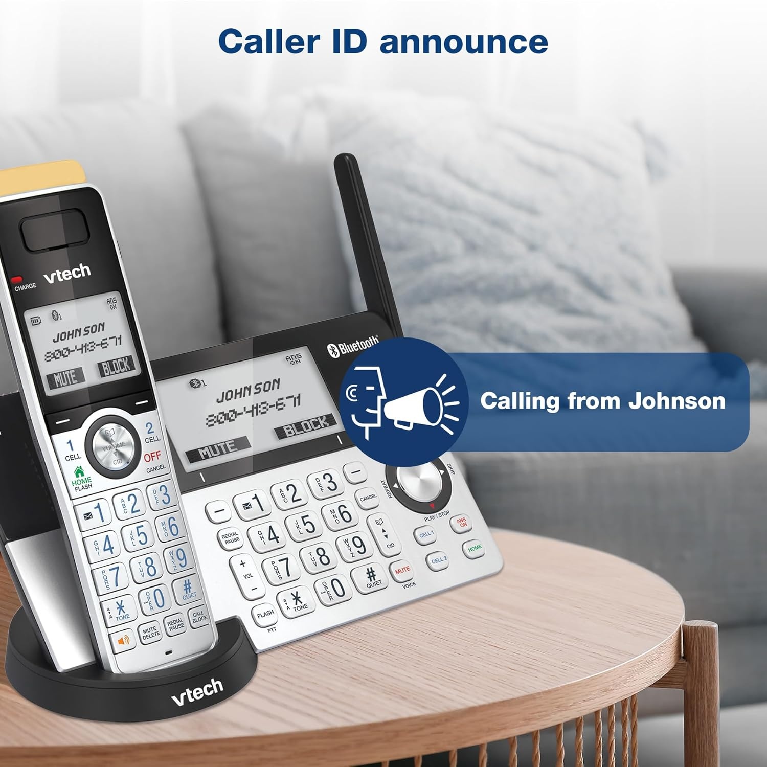 image:imageVTech IS81515 Super Long Range 5 Handset DECT 60 Cordless Phone for Home with Answering Machine 2300 ft Range Call Blocking Bluetooth Headset Jack Power Backup Intercom Expandable to 12 HS2 Handsets