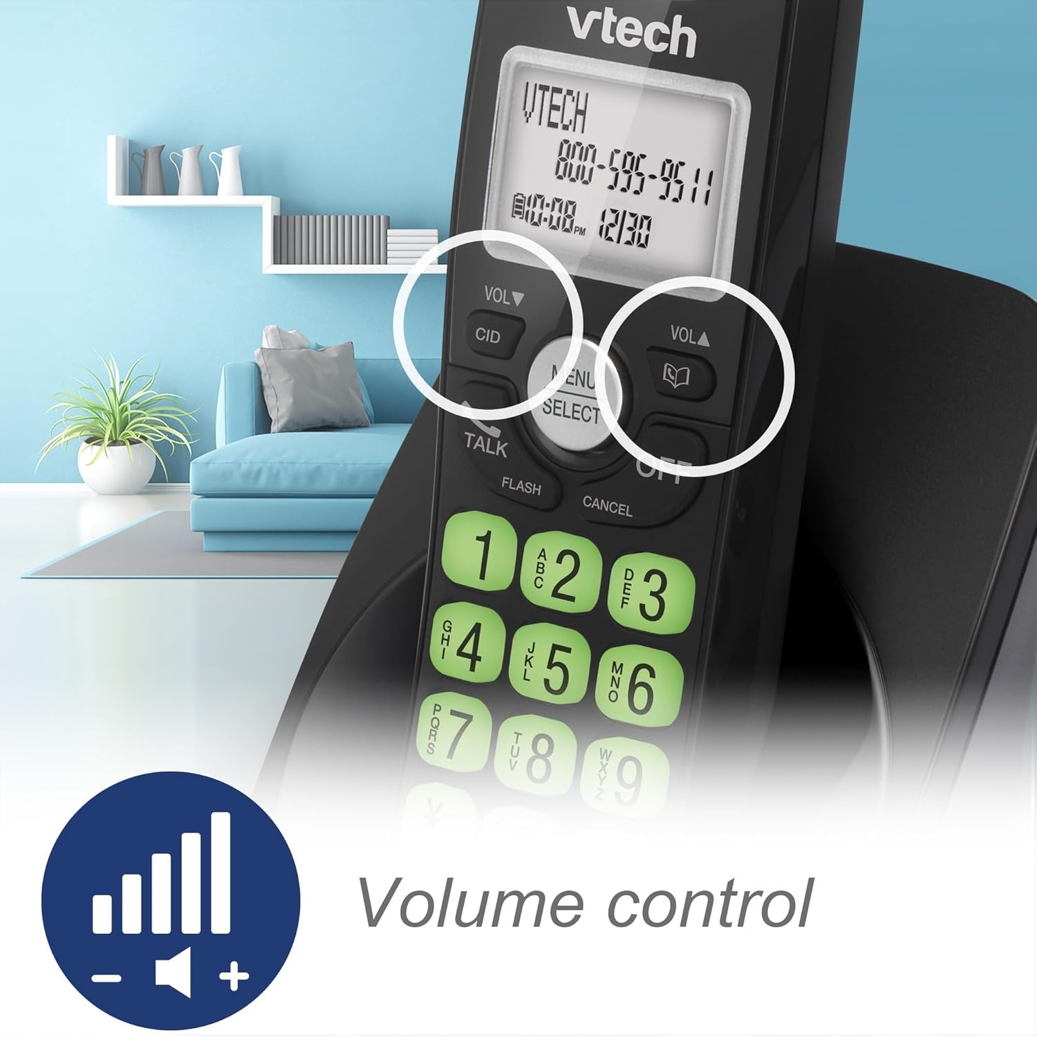 image:imageVTech VG134 DECT 60 Cordless Phone with Digital Answering System FullDuplex Speakerphone Backlit Keypad amp Display Caller IDCall WaitingBlack