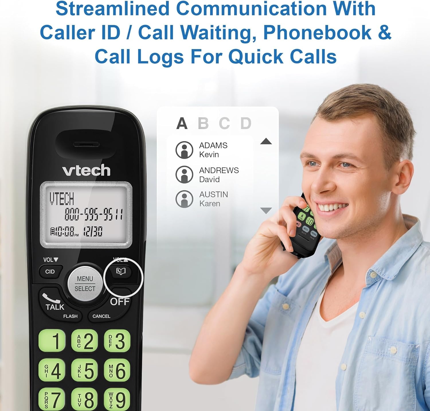 image:imageVTech VG134 DECT 60 Cordless Phone with Digital Answering System FullDuplex Speakerphone Backlit Keypad amp Display Caller IDCall WaitingBlack