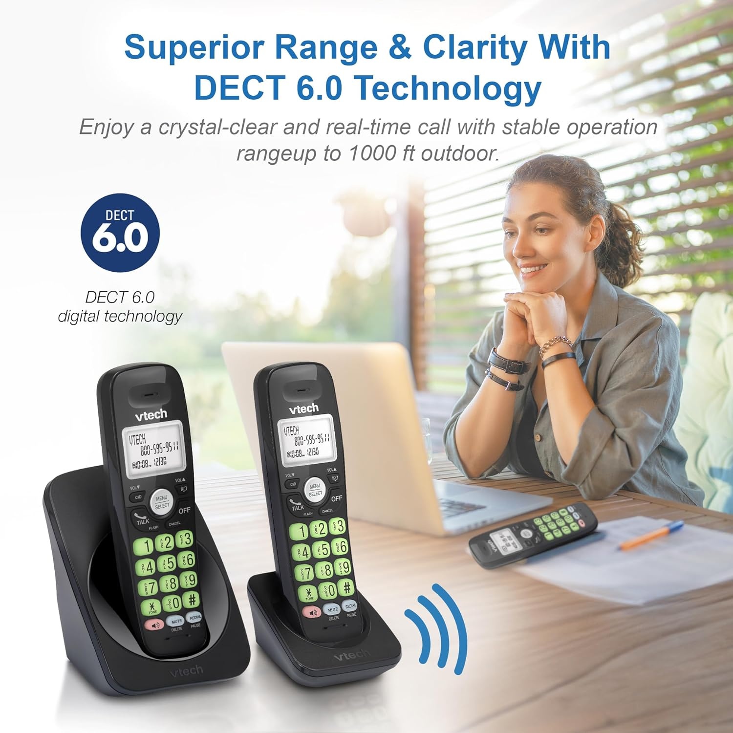 image:imageVTech VG134 DECT 60 Cordless Phone with Digital Answering System FullDuplex Speakerphone Backlit Keypad amp Display Caller IDCall WaitingBlack