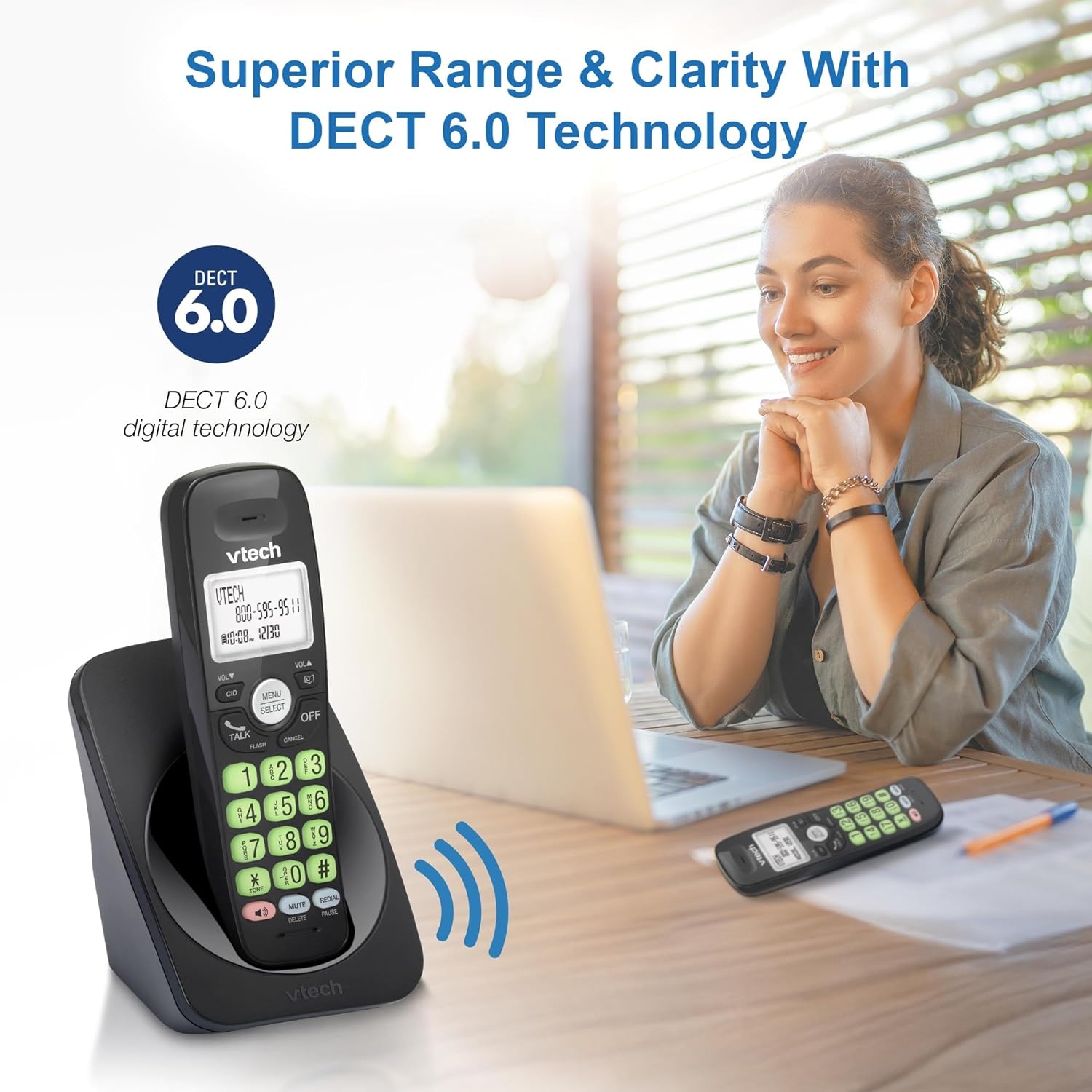 image:imageVTech VG134 DECT 60 Cordless Phone with Digital Answering System FullDuplex Speakerphone Backlit Keypad amp Display Caller IDCall WaitingBlack
