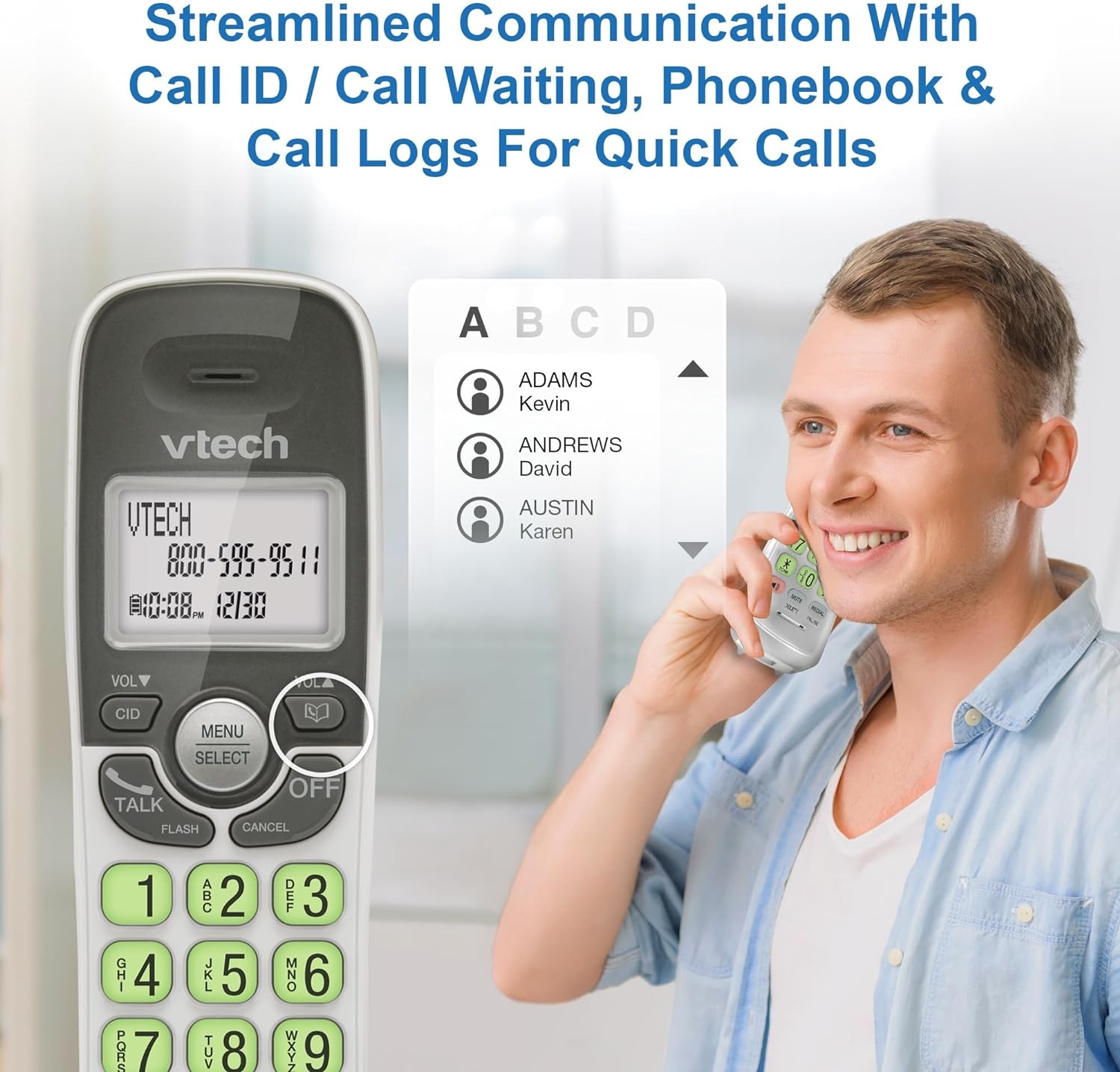 image:imageVTech VG134 DECT 60 Cordless Phone with Digital Answering System FullDuplex Speakerphone Backlit Keypad amp Display Caller IDCall WaitingWhite