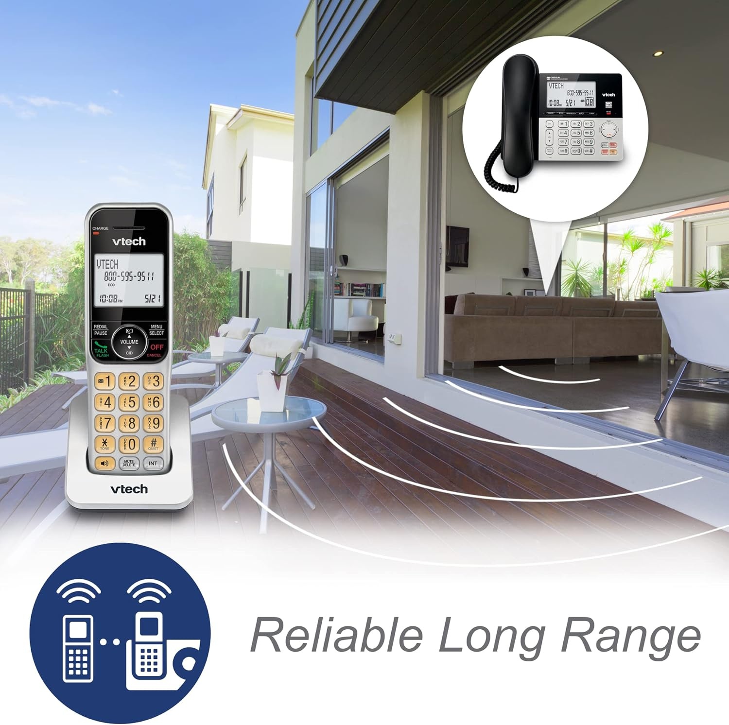 image:imageVTech VG2082 DECT 60 CordedCordless Phone System with 2 Handsets Digital Answering Machine Call Blocking Caller ID Large Backlit Display2 Handsets