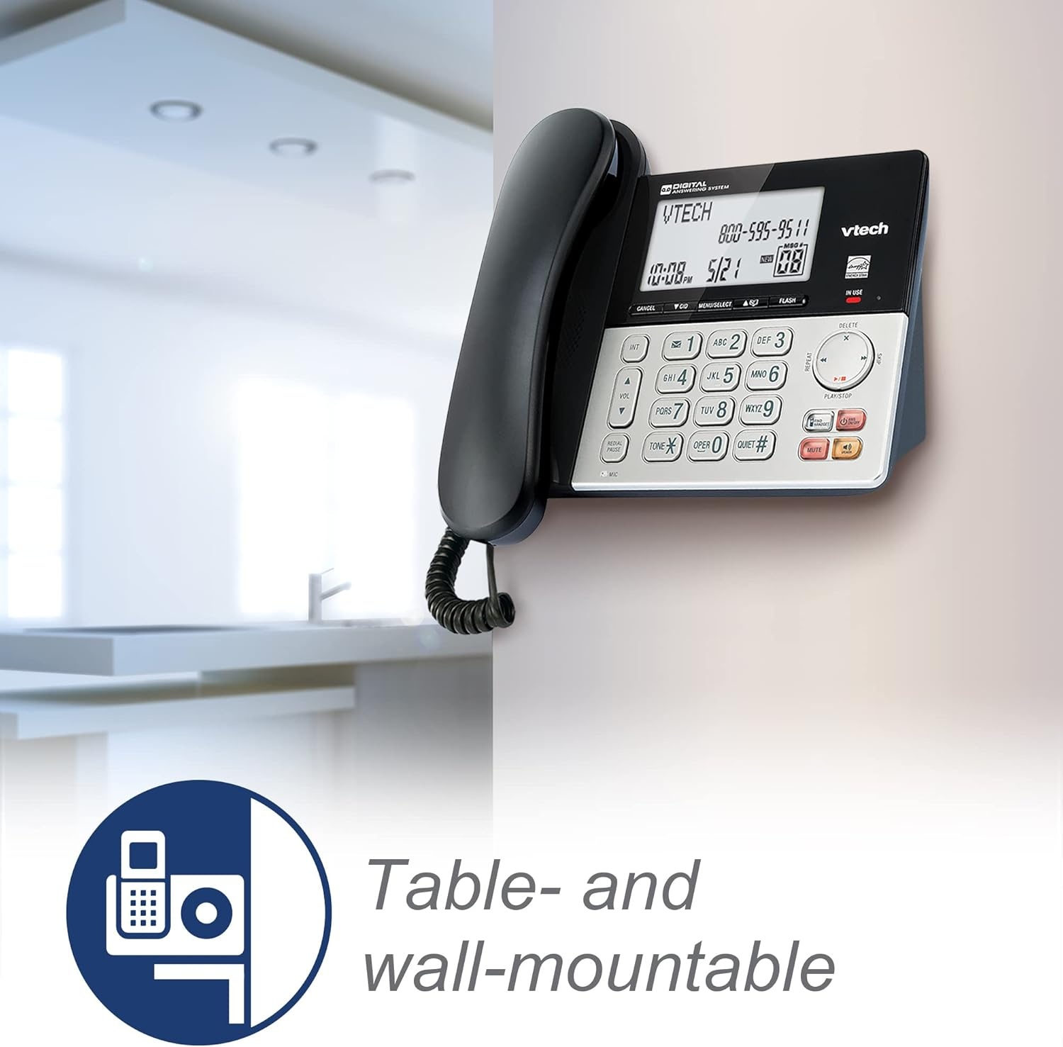 image:imageVTech VG2082 DECT 60 CordedCordless Phone System with 2 Handsets Digital Answering Machine Call Blocking Caller ID Large Backlit Display2 Handsets
