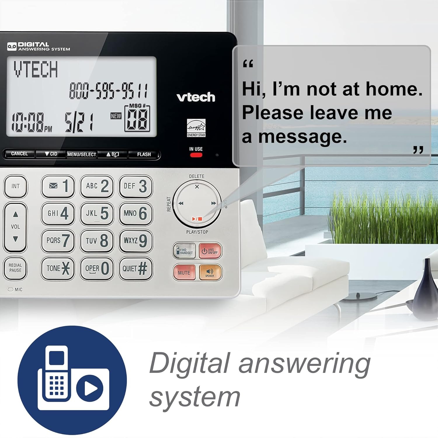 image:imageVTech VG2082 DECT 60 CordedCordless Phone System with 2 Handsets Digital Answering Machine Call Blocking Caller ID Large Backlit Display2 Handsets