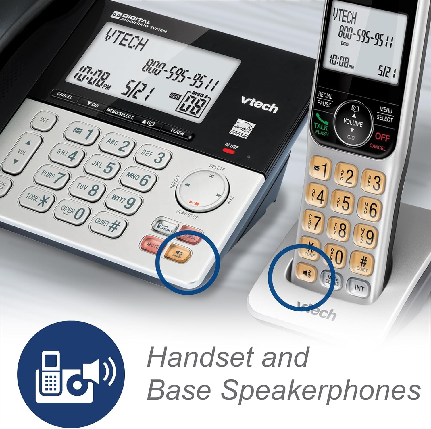 image:imageVTech VG2082 DECT 60 CordedCordless Phone System with 2 Handsets Digital Answering Machine Call Blocking Caller ID Large Backlit Display4 Handsets