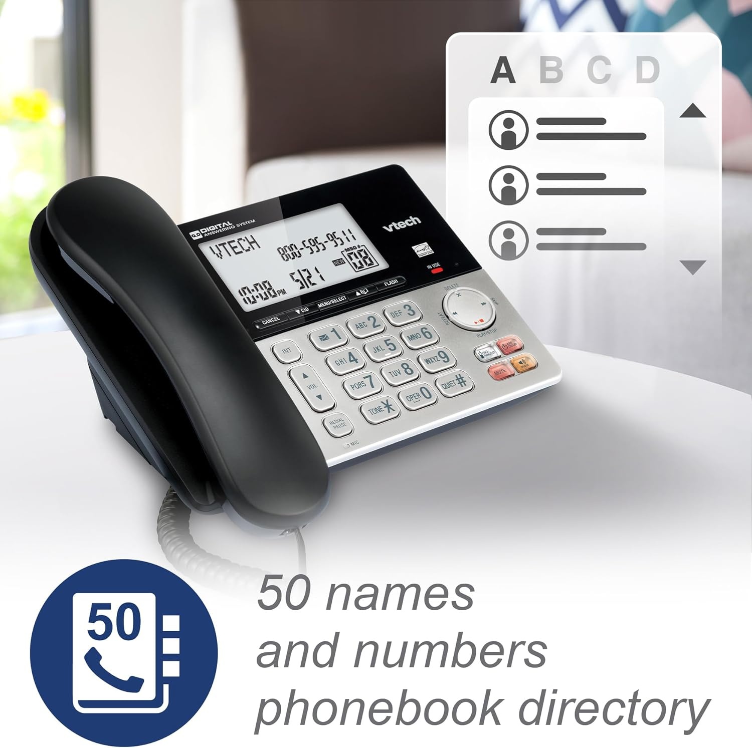 image:imageVTech VG2082 DECT 60 CordedCordless Phone System with 2 Handsets Digital Answering Machine Call Blocking Caller ID Large Backlit Display5 Handsets