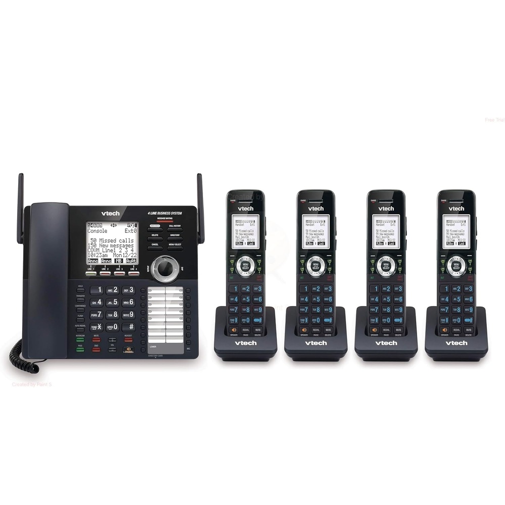 image:imageBundle of VTech AM18447 4 AM18047 4Line Expandable Small Business Office Phone System with Answering Machine Intercom Auto Attendant amp Music on Hold