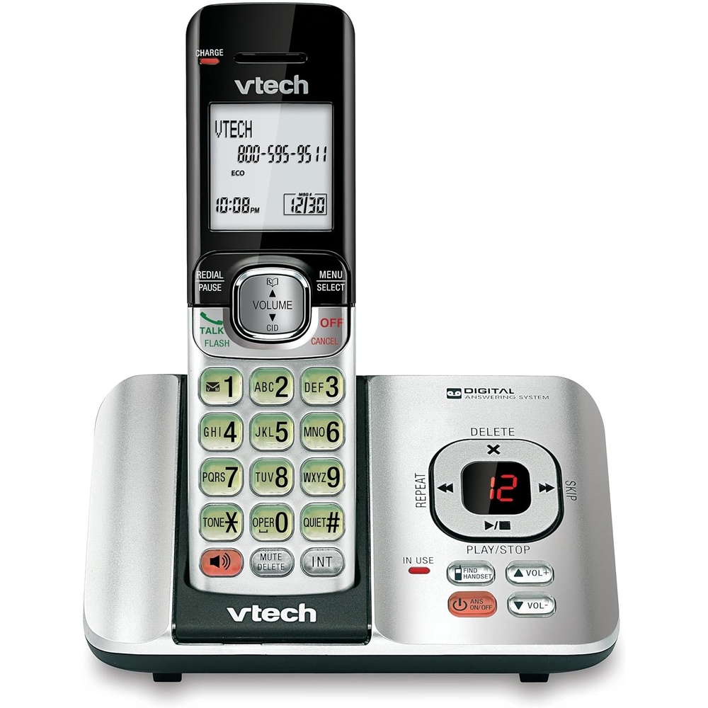 image:imageVTech CS6529 1Handset Cordless Phone with Answering Machine Caller IDCall Waiting DECT 60 Handset Speakerphone SilverBlack1 Handset Silver