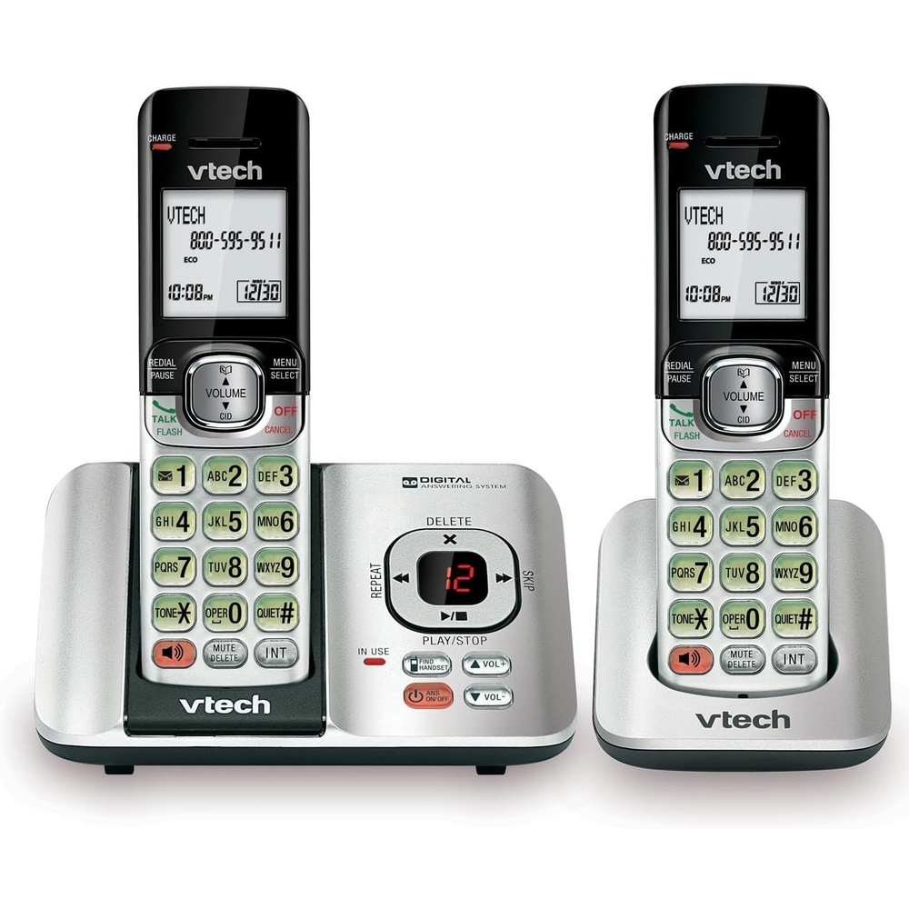 image:imageVTech CS6529 1Handset Cordless Phone with Answering Machine Caller IDCall Waiting DECT 60 Handset Speakerphone SilverBlack2 Handsets Silver