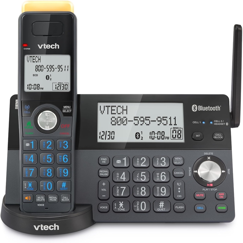 image:imageVTech IS812821 Super Long Range 2Handset DECT 60 Cordless Phone for Home with Answering Machine 2300 ft Range Call Blocking Bluetooth Connect to Cell IntercomGraphite