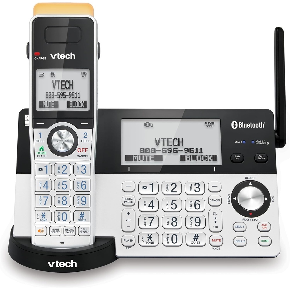 image:imageVTech IS81515 Super Long Range 5 Handset DECT 60 Cordless Phone for Home with Answering Machine 2300 ft Range Call Blocking Bluetooth Headset Jack Power Backup Intercom Expandable to 12 HS1 Handset