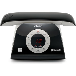 image:imageVTECH VS12216 RetroDesign Cordless Phone Bluetooth Connect to Cell Call Blocker Answering System FullDuplex SpeakerphoneBlack