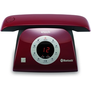 image:imageVTECH VS12216 RetroDesign Cordless Phone Bluetooth Connect to Cell Call Blocker Answering System FullDuplex SpeakerphoneRed