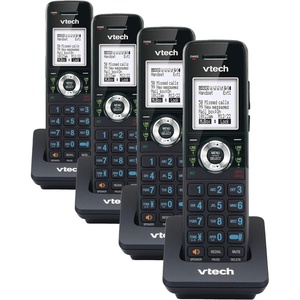 image:imageVTech AM18447 Main Console 4Line Small Business Phone System  Expandable to 10 Stations Digital Answering Machine Auto Attendant Intercom amp Custom Music on Hold BlackAccessory Cordless Handset  Black Pack of 4