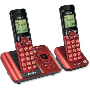 image:imageVTech CS652926 2Handset Cordless Phone with Answering Machine Caller IDCall Waiting DECT 60 Handset Speakerphone Red
