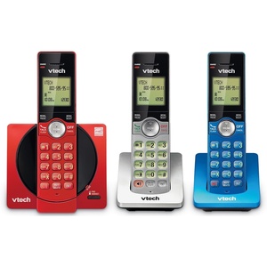 image:imageVTech CS691916 DECT 60 Cordless Phone Red  Caller IDCall Waiting Stores 30 Calls Backlit Keypad amp Display Full Duplex Handset Speakerphone Wall MountableRedBlueSilverCaller ID
