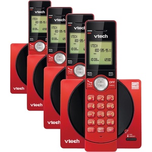 image:imageVTech CS691916 DECT 60 Cordless Phone Red  Caller IDCall Waiting Stores 30 Calls Backlit Keypad amp Display Full Duplex Handset Speakerphone Wall MountableRed