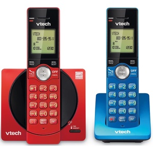 image:imageVTech CS691916 DECT 60 Cordless Phone Red  Caller IDCall Waiting Stores 30 Calls Backlit Keypad amp Display Full Duplex Handset Speakerphone Wall MountableRedBlueCaller ID
