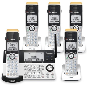 image:imageVTech IS81515 Super Long Range 5 Handset DECT 60 Cordless Phone for Home with Answering Machine 2300 ft Range Call Blocking Bluetooth Headset Jack Power Backup Intercom Expandable to 12 HS5 Handsets